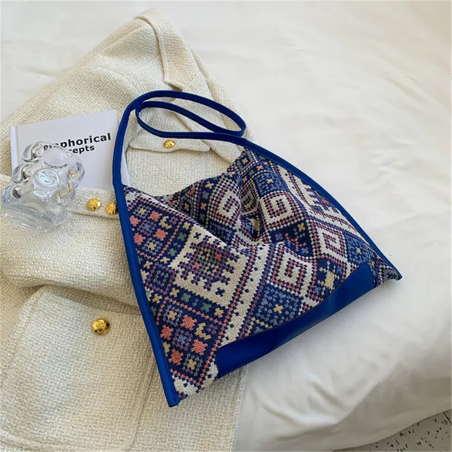 Ethnic Style Canvas Shoulder Bag Women Large Capacity Totes Bag Summer Travel Beach Handbag Shopping Lady Handle Bag Tote Bag 6