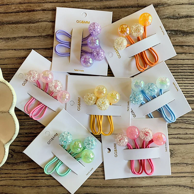 

2PCS New Colourful Magic Beads Kids Elastic Hair Bands Princess Headwear Baby Headdress Children Hair Ropes Girls Accessories