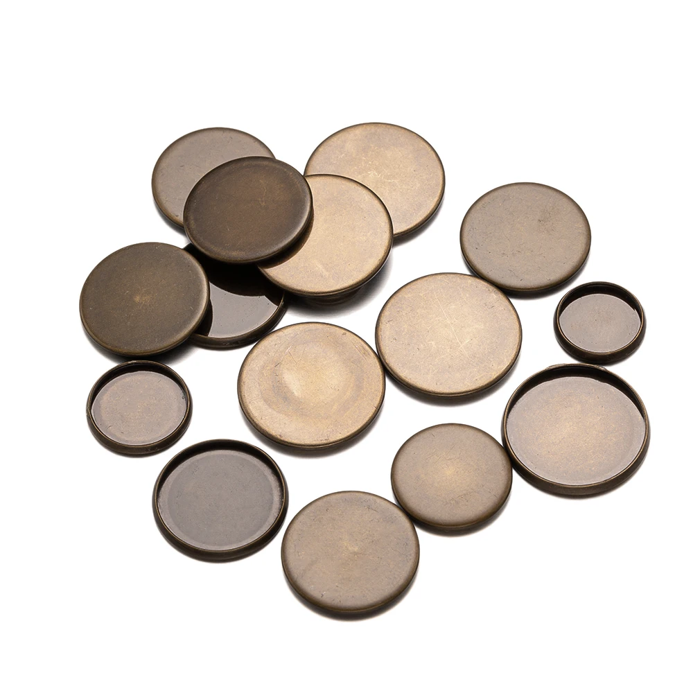 BASEHOME 20 teile/los Antike Bronze Runde Einstellungen Cabochon Basis Lünette Tabletts Blank Fit 10/12/14/16/18/20/25mm Glas Cabochons DIY – Detail 6