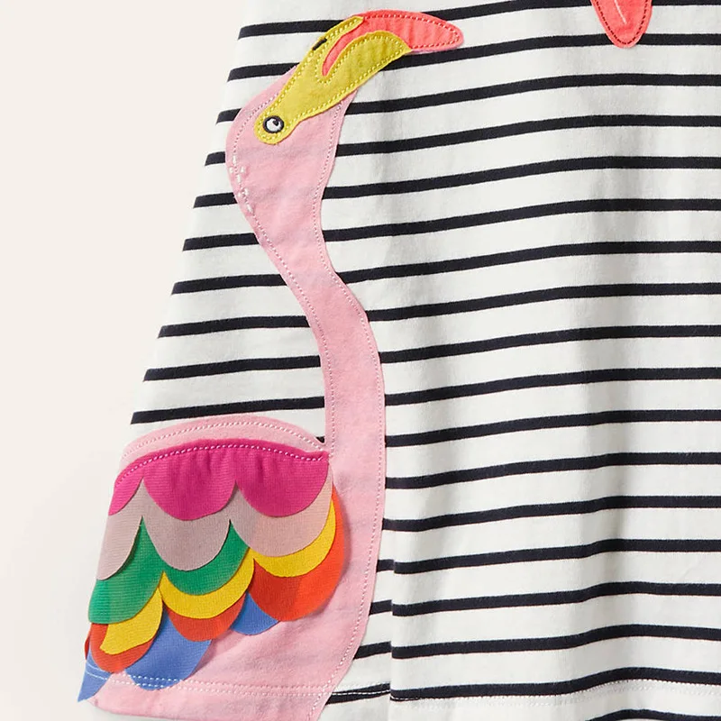 silk dress Little maven 2022 Baby Girls Casual Dress Summer Cotton Flamingo Frocks Lovely and Comfort Children Clothes for Toddler Infant top Dresses