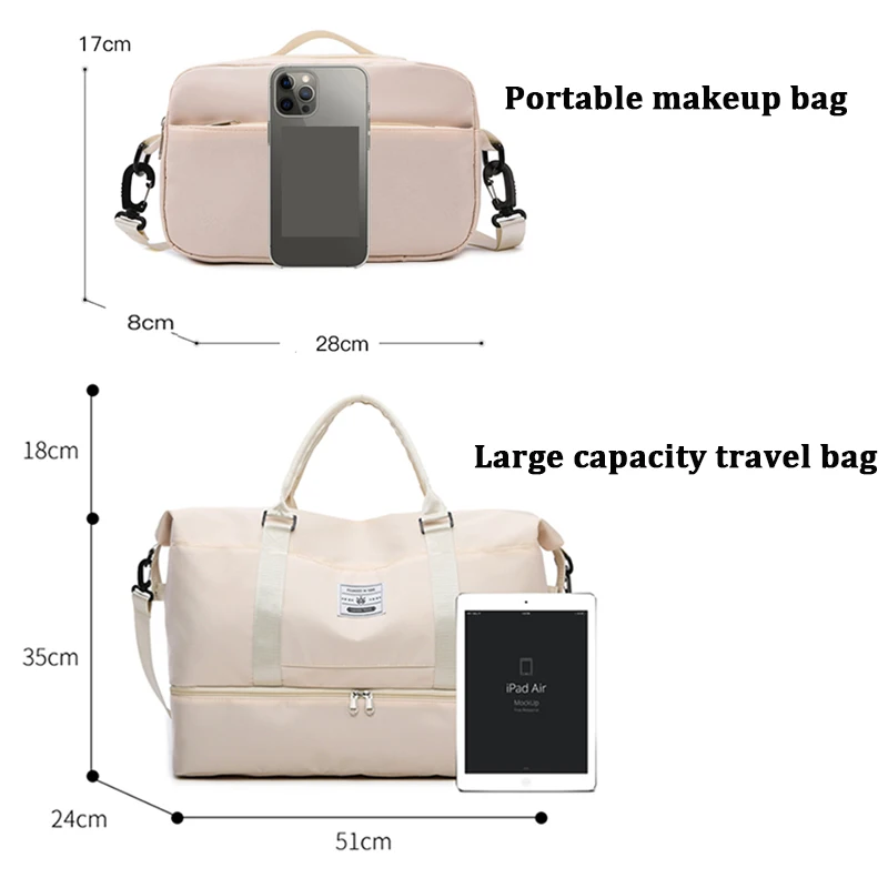 Trendy Women's Fitness Luggage Bag Waterproof Dry Wet Separation Multifunctional Large Capacity Travelling Bag Men