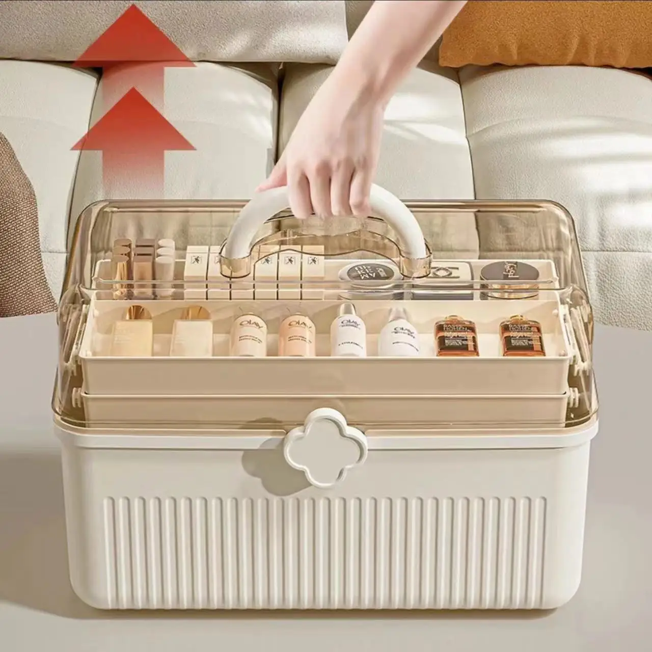 3-Lagen Vouwbare Transparante Craft Organizer - Draagbare Opbergbox Voor Naaien, Hobby & Make-up