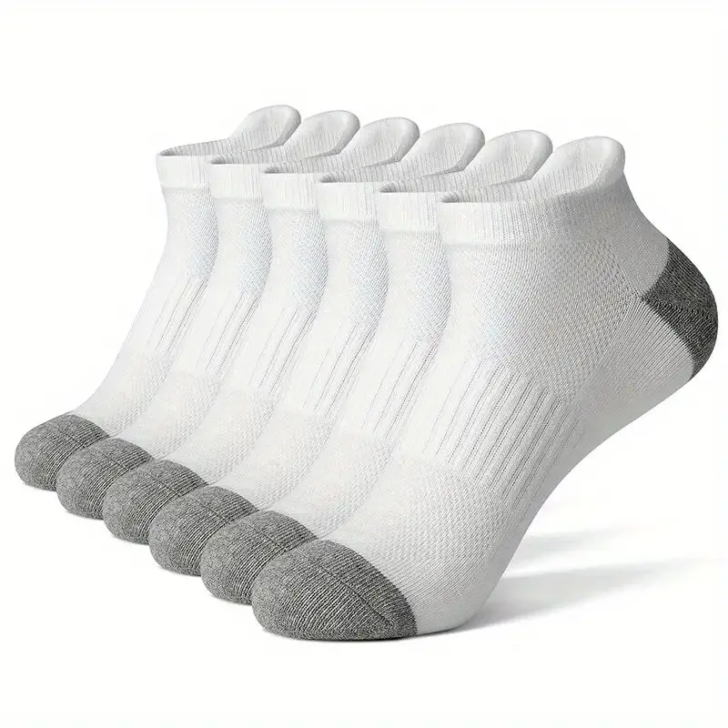 6 Pairs Cotton Man Socks Sports Solid Color Male's Short Sock For Cycling Breathable Mesh Ankle Summer Running Socks