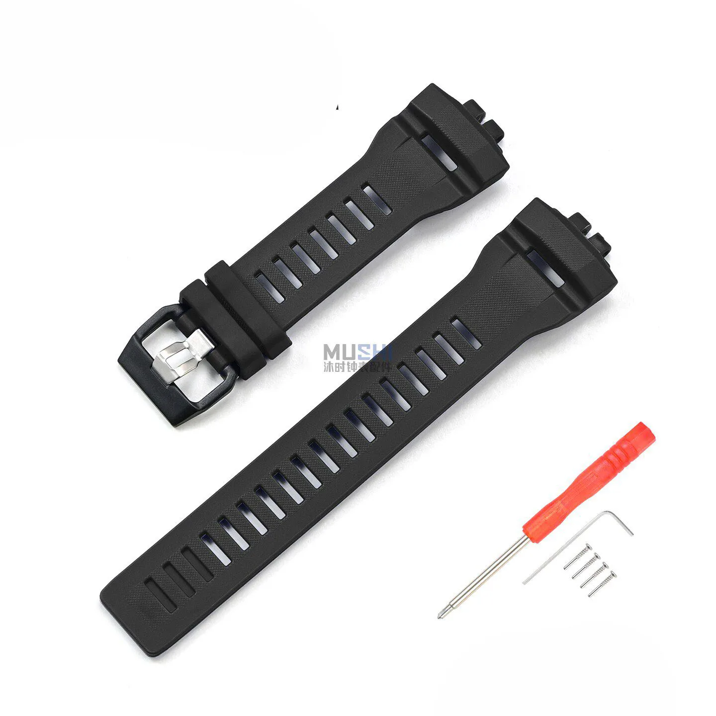 Waterproof Black Silicone Sports WatchBand Bracelet