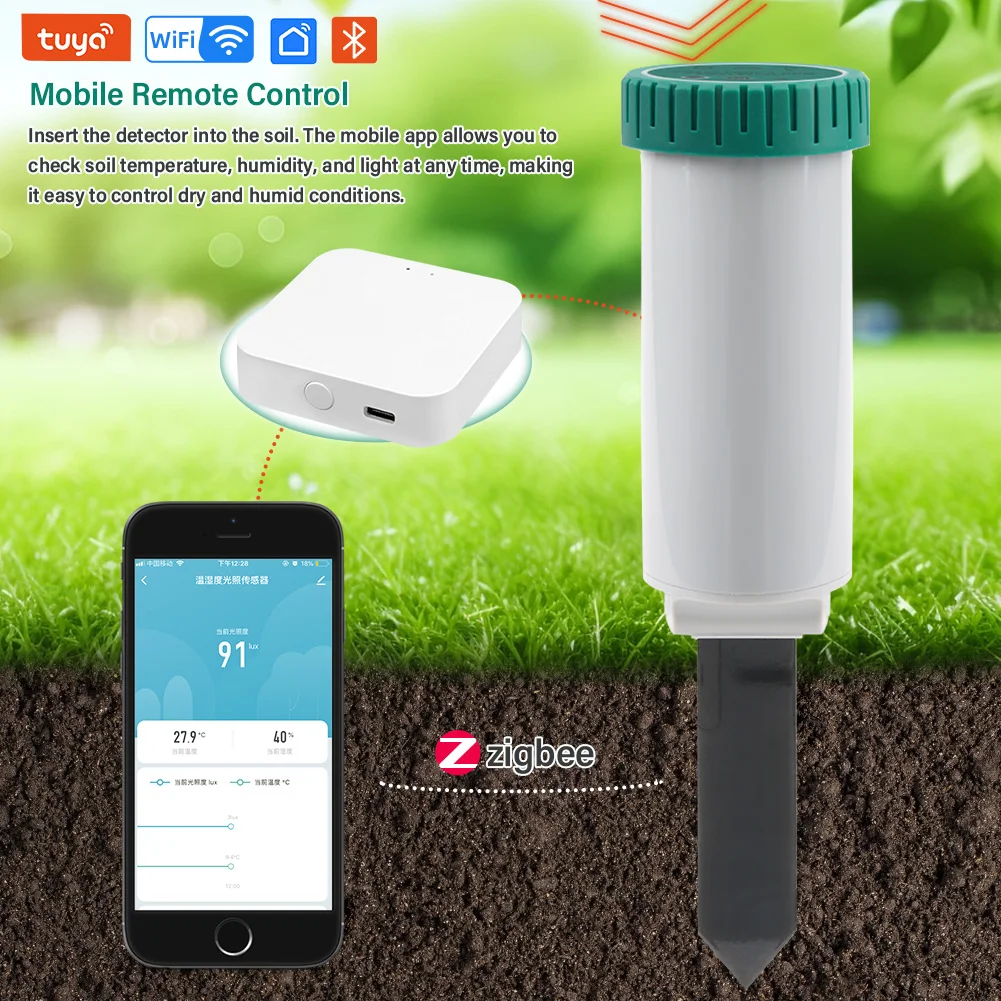 Zigbee Smart Soil Moisture Meter Tuya App Control Soil Tester Temperature Humidity Sensor for Gardens Potted soil moisture sensor soil tester soil moisture meter