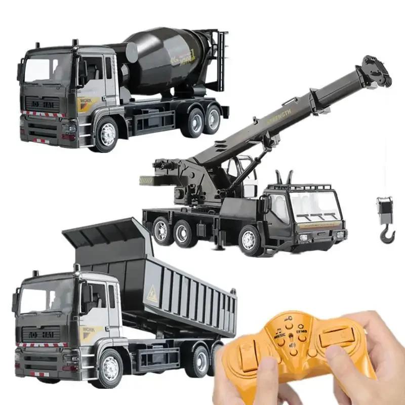 RC Alloy Engineering Vehicle Steering Wheel Remote Control Dump Truck Crane Mixer Excavator Lift Truck Outdoor Toy Birthday Gift 2