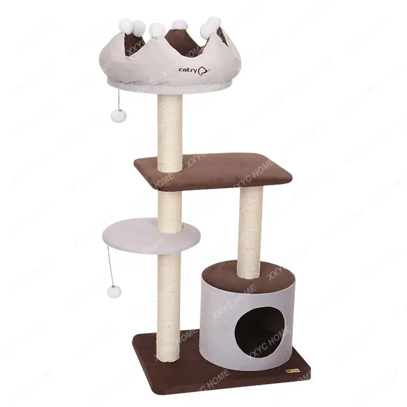 

Crown Cat Climbing Frame Solid Wood Composite Sisal Column Cat Nest Cat Tree Cat Scratch Board Cat Toy