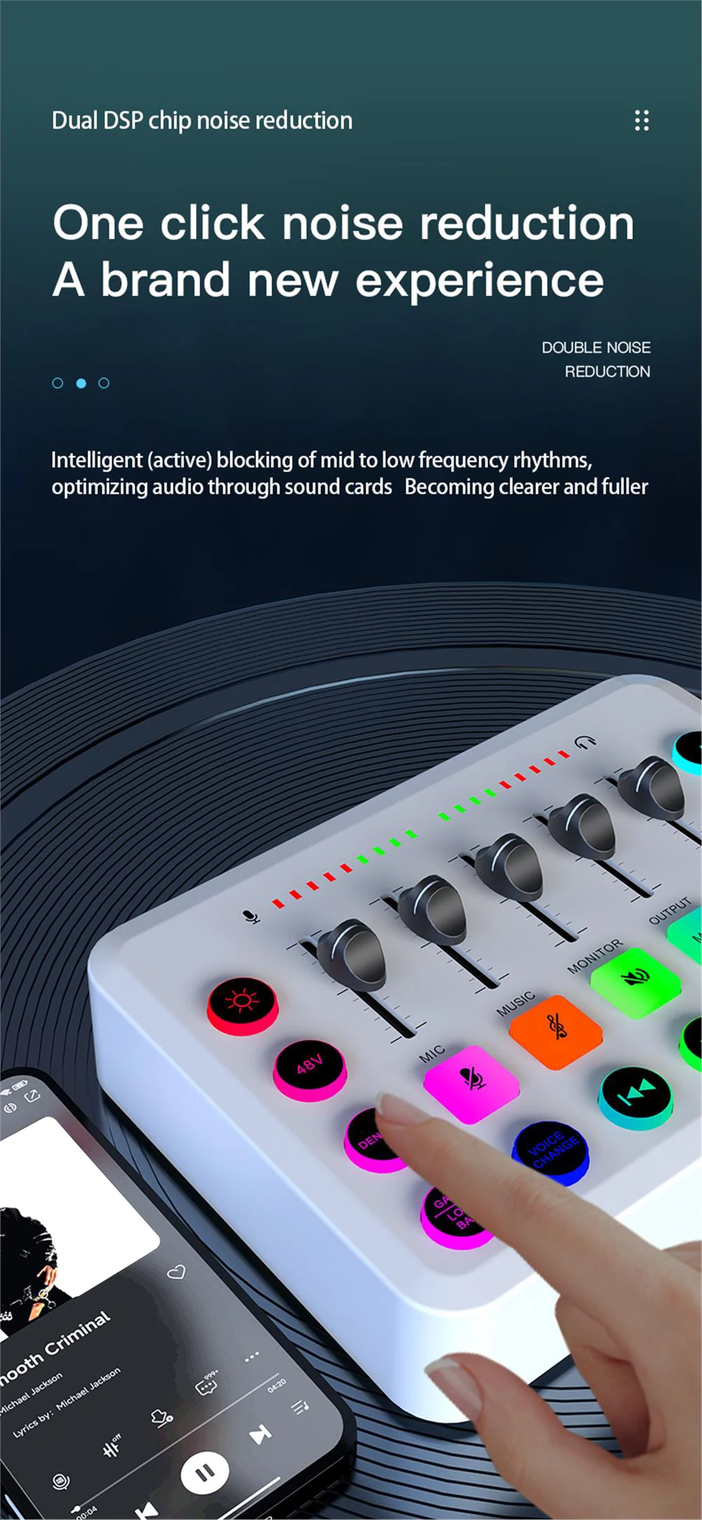 5-Channel Sound Audio Mixer F11 Sound Card Live Streaming for Game Voice Podcast