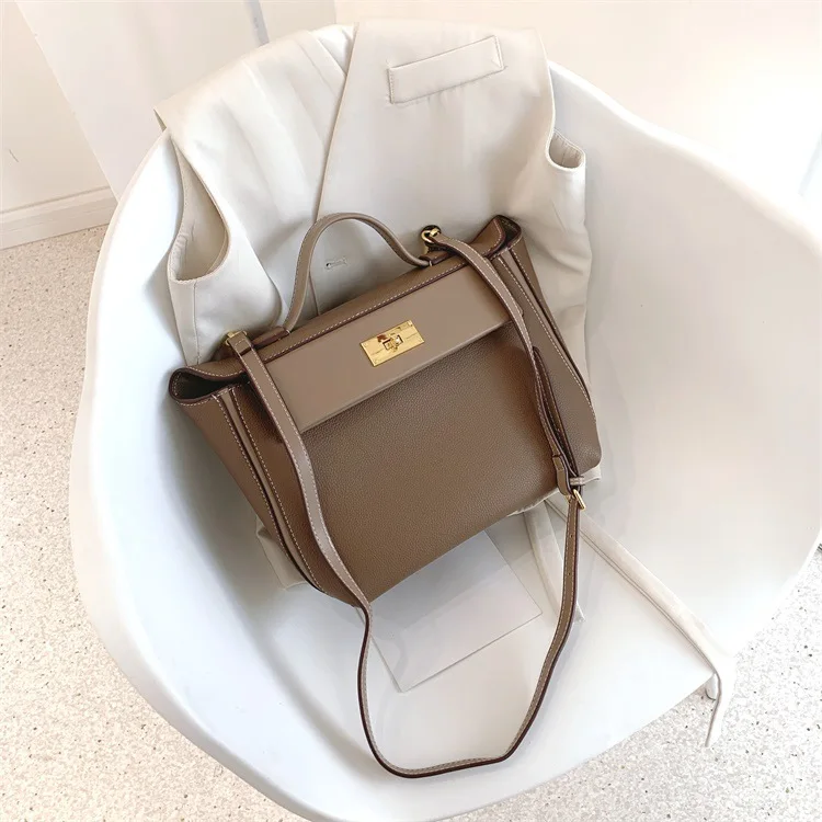 Women's New Fashion Western Concise Handbag Shoulder Crossbody Bag Pu Elegant OL Lady Tote Bag for Office Daily