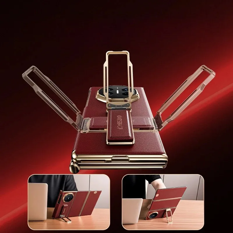 Eary Genuine Leather Phone Case for Huawei Mate XT Ultimate Case with  360°Rotation Stand Full Cover Shell Shockproof Protector