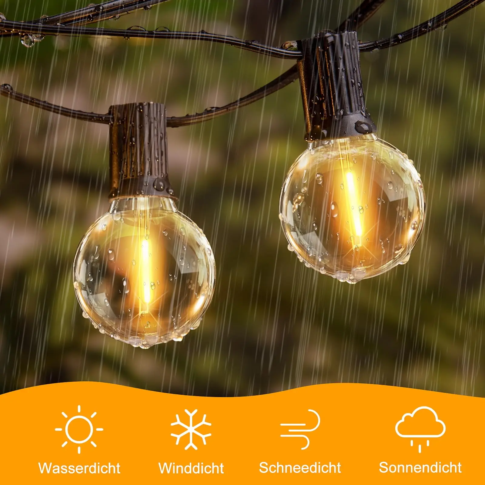 20m 50bulbs Garland G40 String Lights Glass Outdoor E12 Base IP44 Waterproof Dimmable Lights Christmas Wedding Decor