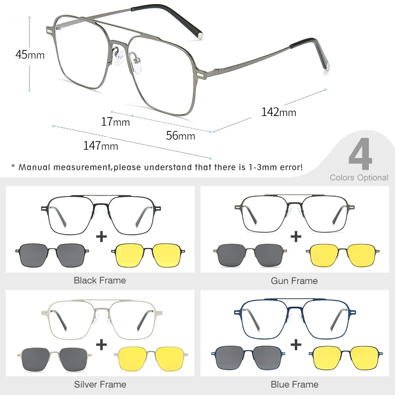 LIOUMO New Design 3 In 1 Magnetic Clip On Glasses High Quality Polarized Sunglasses Men Women Anti-Glare Eyewear gafas_voghion.com