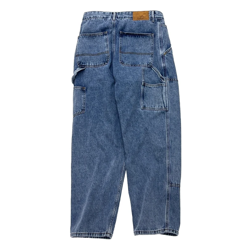 Retro American Waed Thiened Large Size Cargo Workwear Jeans Youth Trendy Straight Leg Loose Fit Durable Cotton Denim