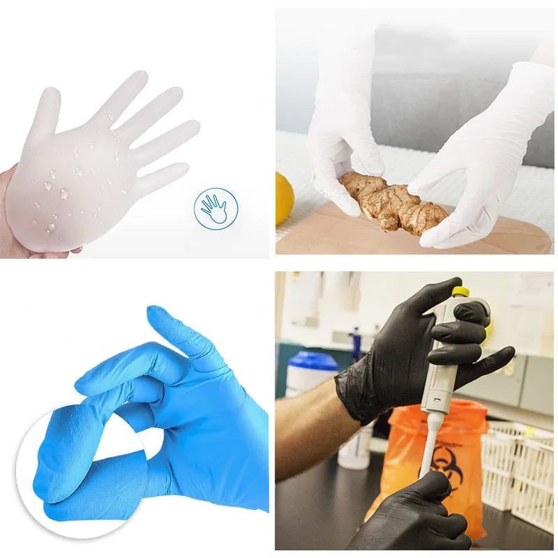 100PCS Disposable Black Nitrile Gloves for Household Use Latex Free Powder Free Cleaning Gloves Tattoo Hairdressing Tools