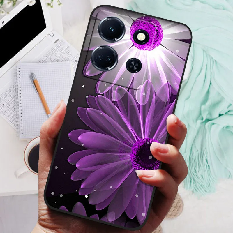 Black Silicone Soft Back Cover with Lion and Wolf Design - Protective Phone Case Shell
