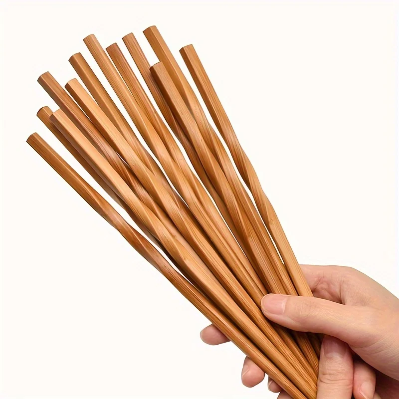5 Pairs Natural Bamboo Chopsticks Set, Chinese Style Chopsticks, Household Pointed Chopsticks, Tableware, Kitchen Supplies