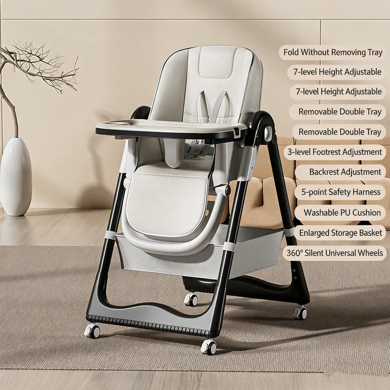 어린이 식탁의자 - 접이식 및 높이 조절 가능한 가정용 식탁의자.  성장 학습 의자