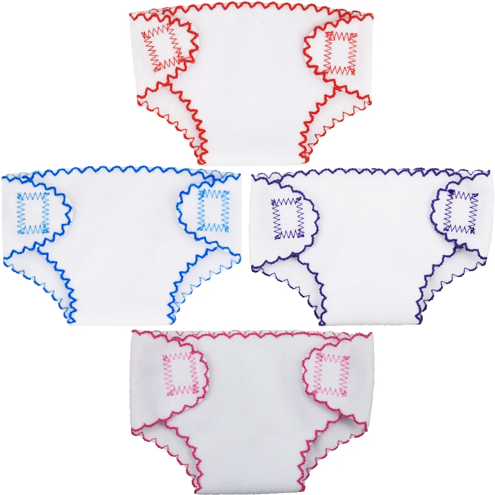 

4 Pcs Cloth Diapers Toys Micro Panties Accessory Kids Pretend Play Reusable Underpants Baby American Dolls