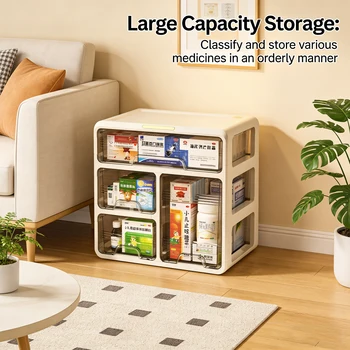 Kit di Pronto Soccorso Familiare con Scomparti, Design Antipolvere e Antiumidità per Medicinali - Organizzazione a Cassetto