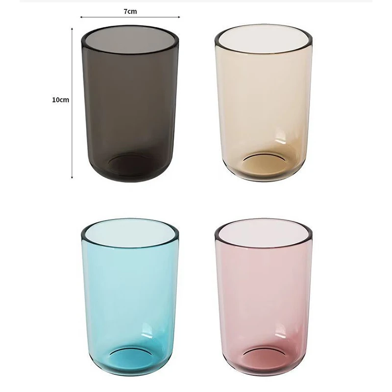 Large Capacity Couple Solid Color Nordic Style Toothbrush Transparent Mouthwash Plastic Cup_voghion.com