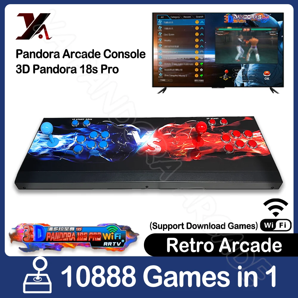 

Pandora Saga Ex Retro Arcade Console Box 18s Pro 8000 10888 in 1 3D WI-FI Hd multiplayer Tekken game machine