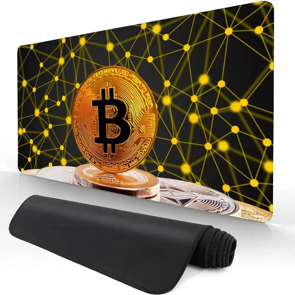 

Gaming Naptops Bitcoin Keyboard Mat Desk Pad Large Gaming Mouse Pad Mouse 900x400 Pad Home Mouse Laptop Computer Pad Natural Rubber Desk Rug PC