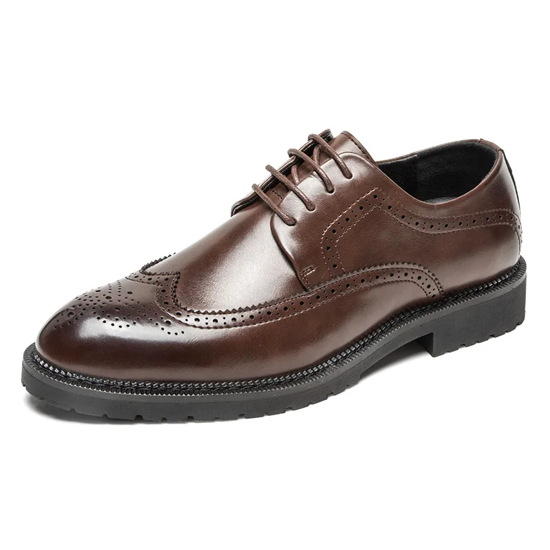 

Luxury Men Leather Shoes Flats Mens Brogue Dress Shoes Formal Business Oxfords Shoes for Men Wedding Party Valentines