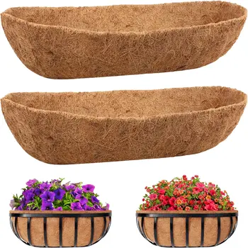 2-Pack 36-Inch Natural Coco Coir Liners for Window Boxes, Planters, and Garden Baskets - Breathable & Easy to Use 1