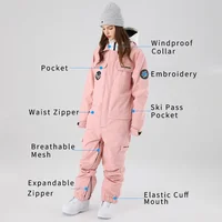 2025 Hooded Skiing Suits Women Outdoor Windproof Jumpsuit Female One Piece Snow Overalls Man Waterproof Snowboard Outfit Clothes 5