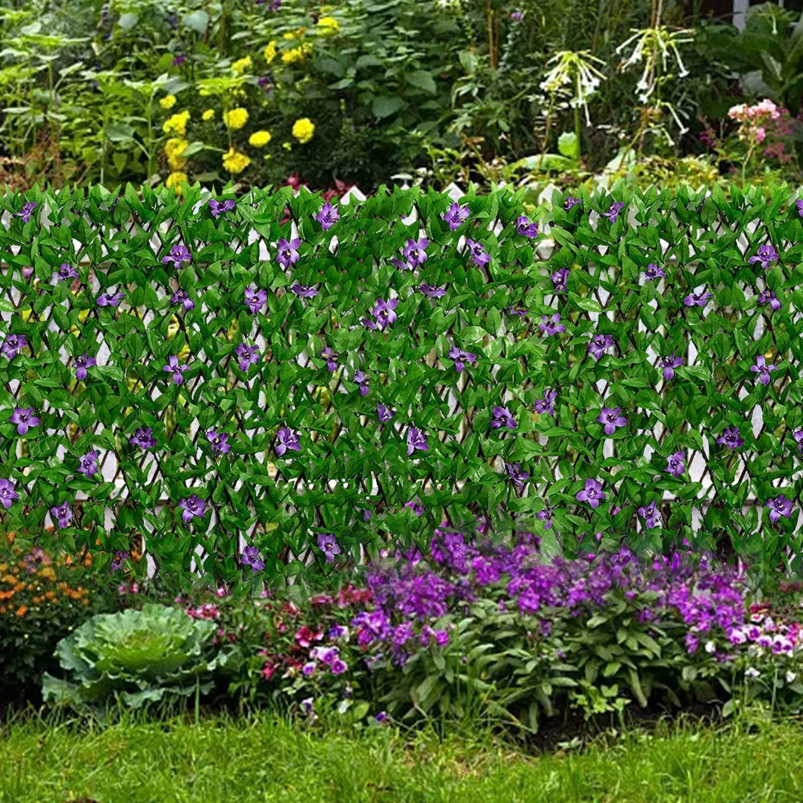 Leaf Wood Fence Retractable Garden Fence Artificial Wall Decoration Garden Courtyard 1pc Garland Long garden fence artificial fence panels
