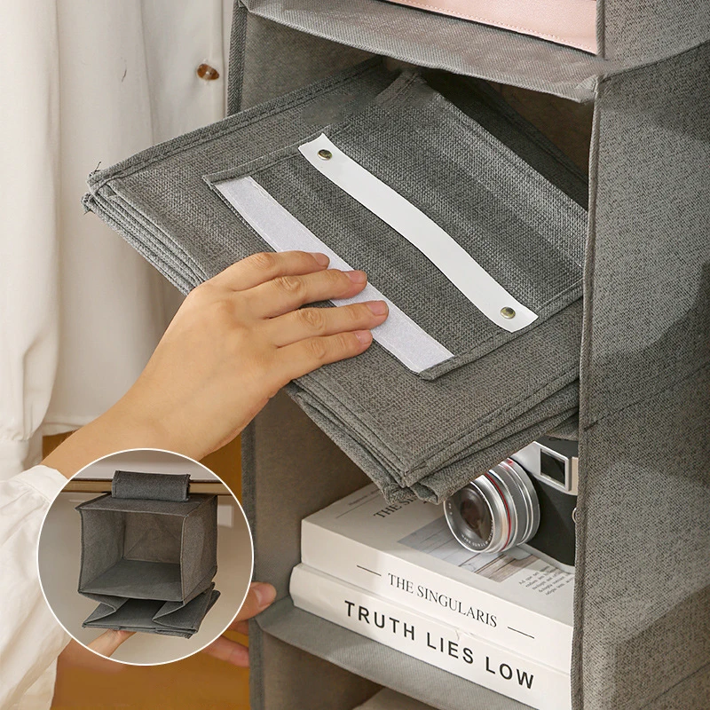Multi-Layer Hanging Closet Organizer Hanging Bag/Shelf,Collapsible Wardrobe Sundries Organizer washable fabric 2