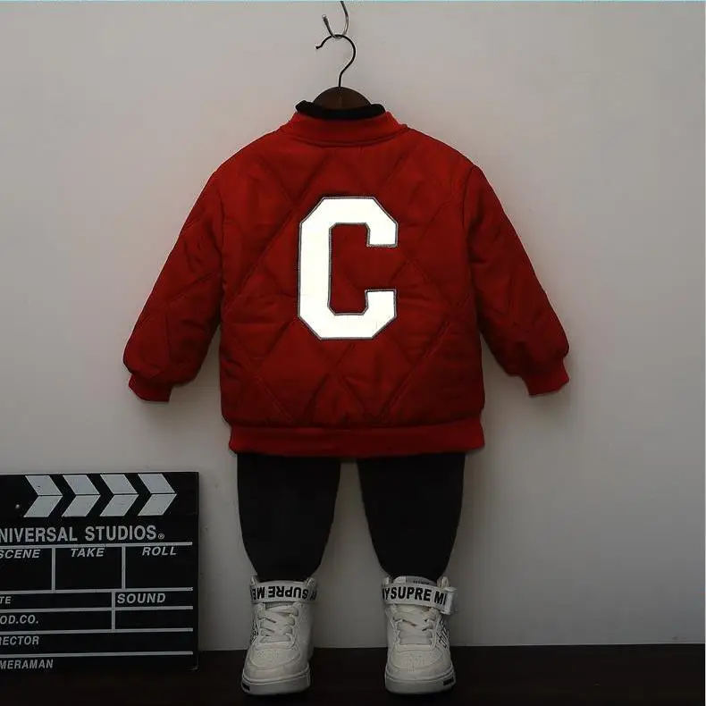 Cotton Children's Baseball Cotton-Padded Jacket Medium and Large Quilted Baseball Uniform Boys' and Girls' Coat Autumn