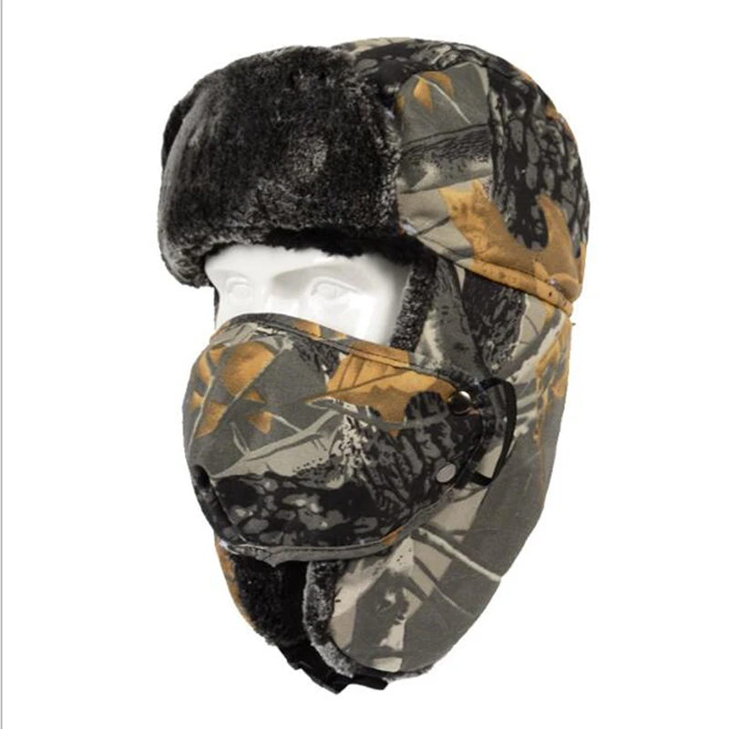 Men Women Winter Hunting Hat Bionic Camouflage Hiking Cap Outdoor Hunting Thermal Warm Cap Ushanka Ear Windproof milit&auml;r hut