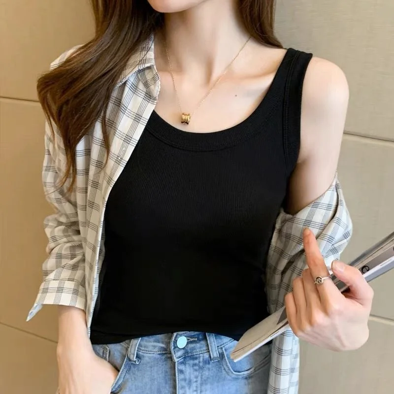 

New Designed Casual Knits Printing Women Tank Tops Non-sleeve Slim Pullover V-neck Japan Korea Style Elegant Chic Lady Tank Top