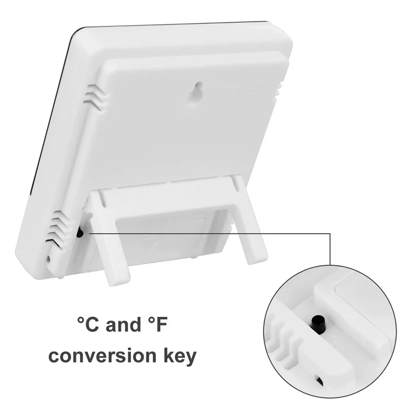 مقياس حرارة LCD للرطوبة، جهاز قياس درجة الحرارة والرطوبة، ساعة محطة الطقس