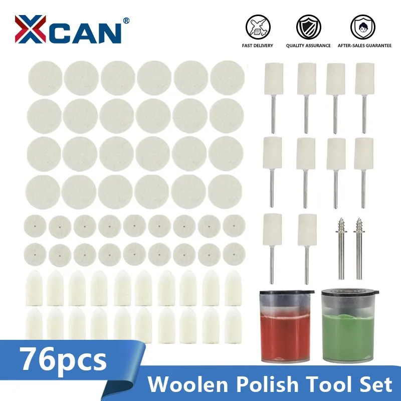 XCAN 76pcs Woolen Polish Wheel Bit Soft Felt Polishing Buffing Wheel