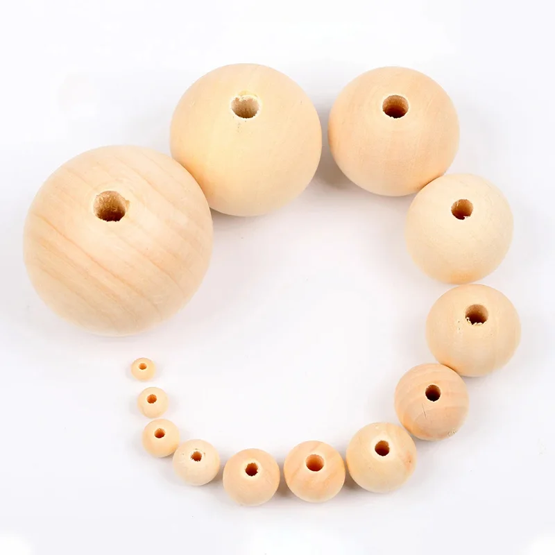 150 Perline In Legno Naturale Con Foro Grande - 20mm E 12mm - Perfette Per Fai Da Te, Gioielli E Decorazioni