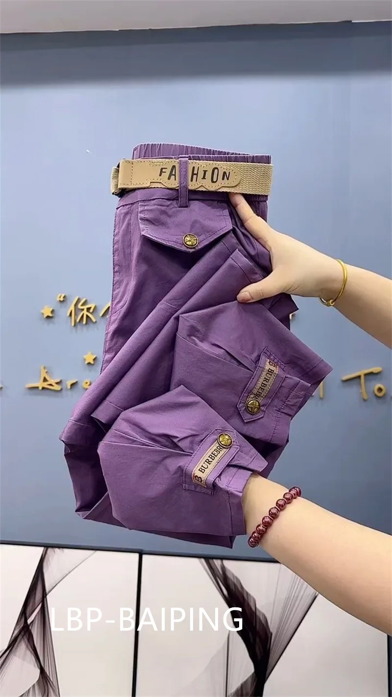 High-quality High Waist Solid Color Cotton Pants Women Fashion 2026 Autumn Loose Casual All-Match Harem Pants Trousers Ladies