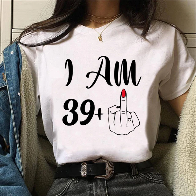 Camiseta de 40 años de cumpleaños para mujer, camiseta divertida para niña,  ropa de manga de anime y2k - AliExpress