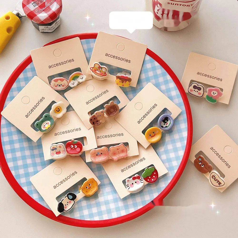 2 accessoires pour cheveux couleur bonbon mignon mini pinces à cheveux dessin animé ours frange pince cheveux restes pince accessoires pour étudiants_voghion.com