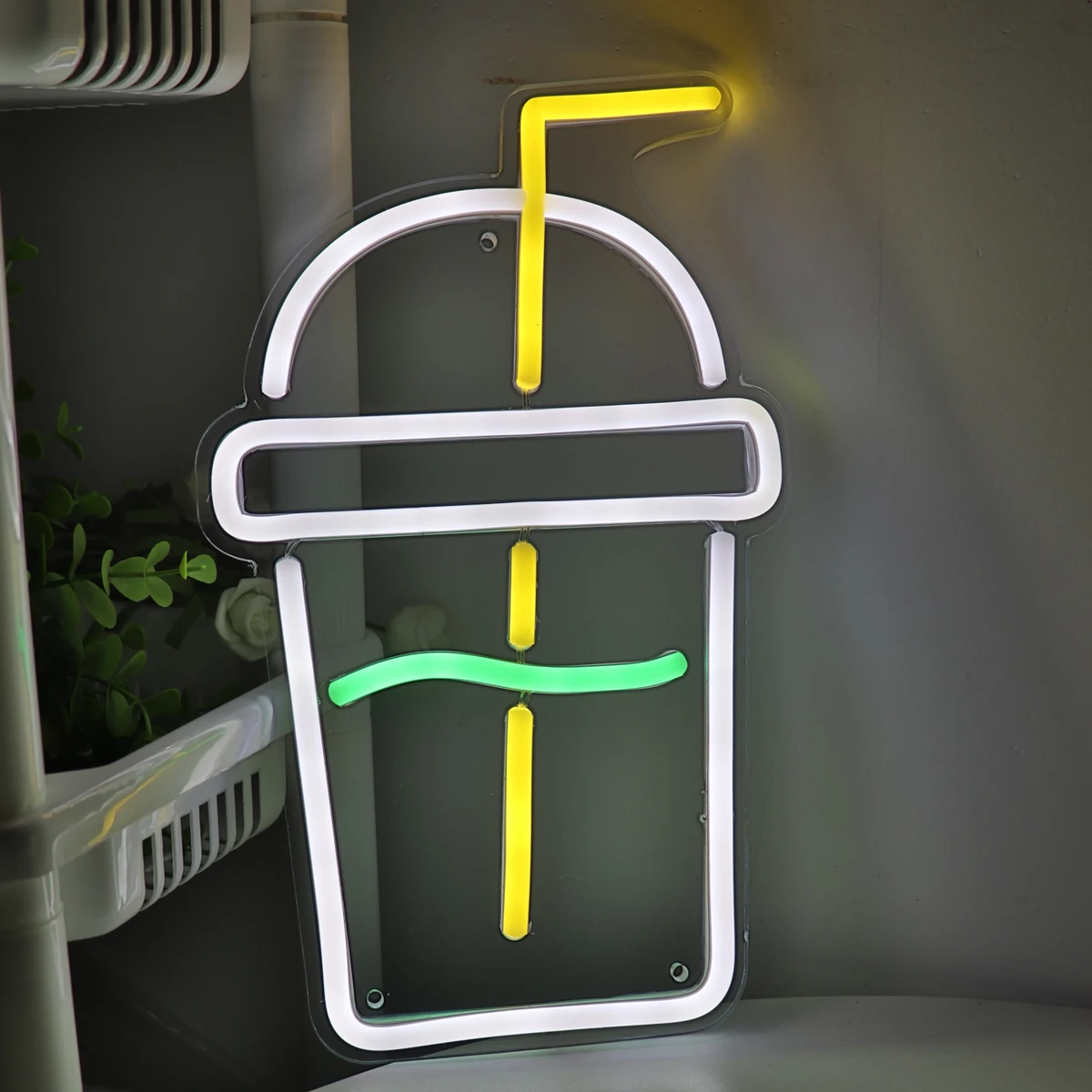 1PC Beverage Cup Wall LED Neon Sign Light For Party Room Pub Club Milk Tea Coffee Shop Wall Decoration Gifts 6.77''*11.26''