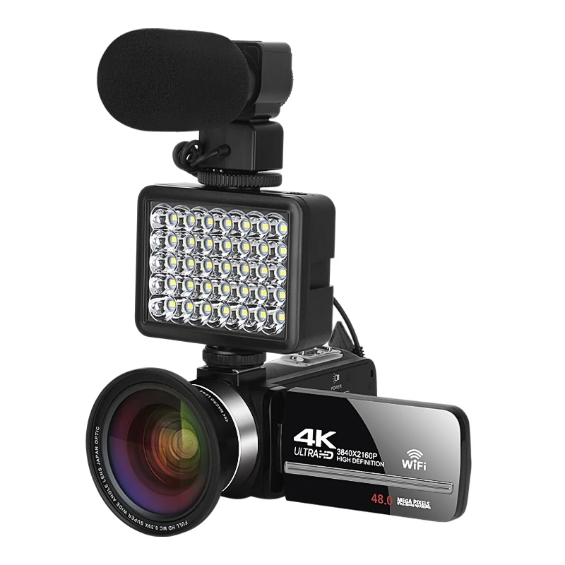4K Professional Camcorder WIFI Digital Video Camera For Youtube Streaming Vlog Recorder 18X Time-Lapse Webcam Stabilizer Videcam