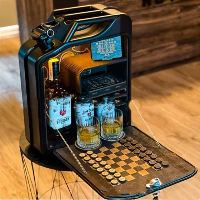 FUNRIN Noël Jerry Can Bar, Jerry Can Whiskey Bar, Mini Boissons Cabinet  Personnalisé Petit Bar Portable Bars Personnalisé Original Cadeau pour Un