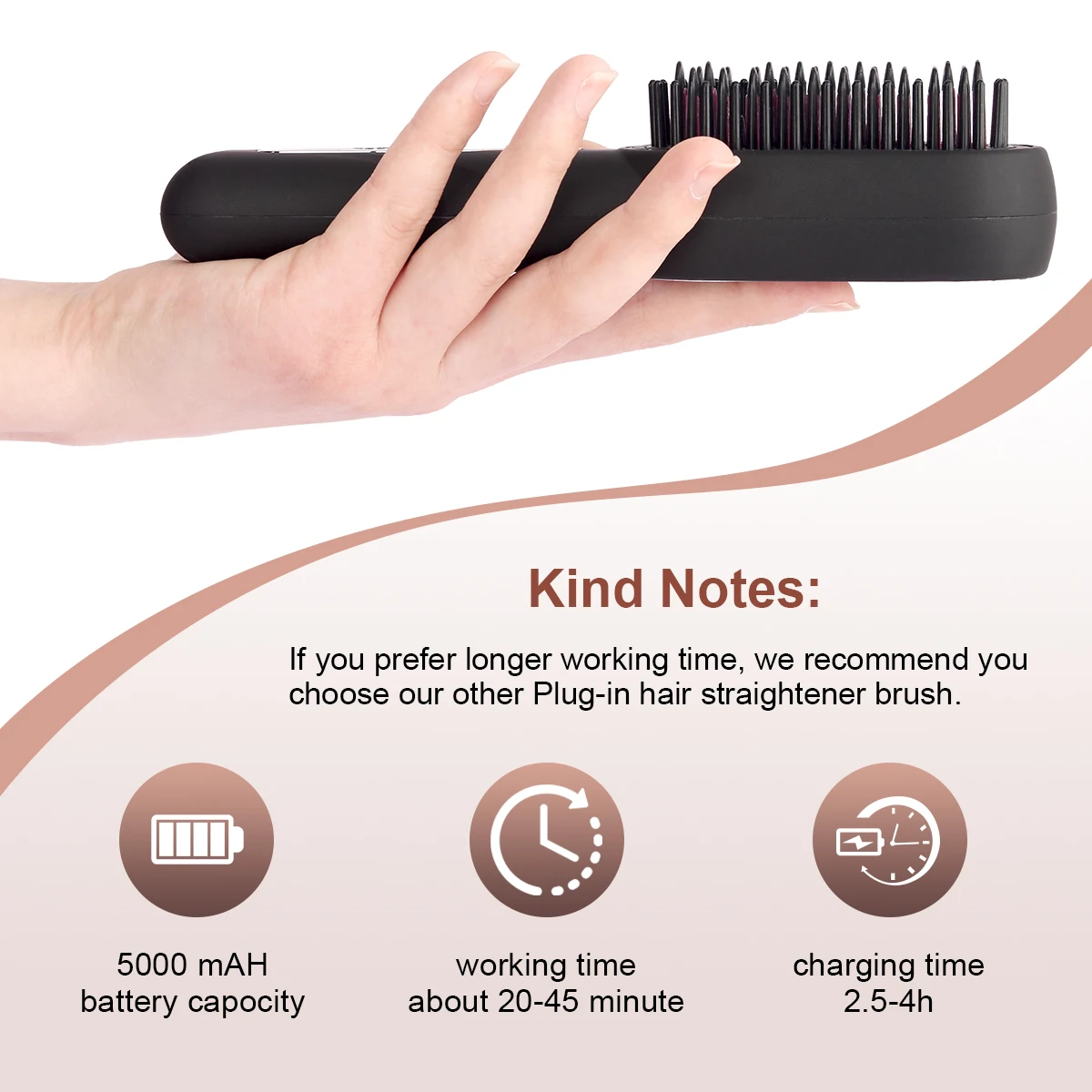 Cordless straightener comb, portable straightener comb, suitable for women, USB rechargeable, mini lightweight straightener 6