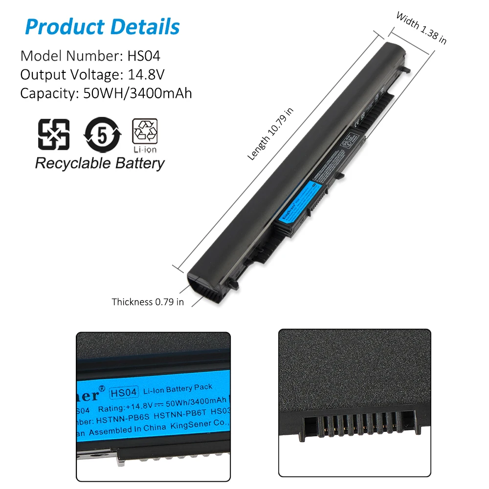 Bateria do Portátil de Kingsener Hs04 3400mah para hp 240 245 250 255 g4 Hstnn-lb6u Hstnn-lb6v Hstnn-pb6s 807611831 807957001 Hs03 Hs04 - Imagem 5