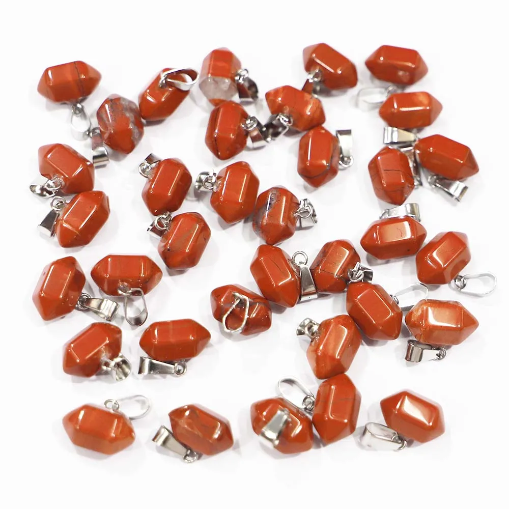 

Natural Stone Rainbow Pillar Hexagonal Ornament Necklace Pendant Reiki Charms Fashion Jewelry Accessories Making Wholesale 24Pcs