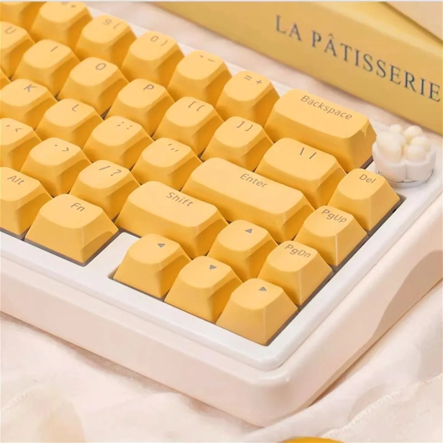 리틀 푸딩 옐로우 캐릭터 반투명 OEM 키 커버 키트 PBT+PC 117키 68 75 87 104 기계식 키보드용