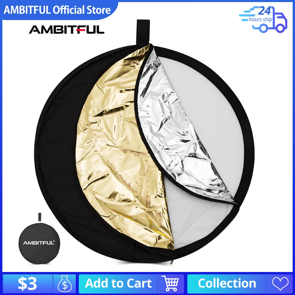 5in1 60CM 80CM 110CM 80x120CM Silver White Gold Portable Collapsible Light Round Photography Reflector for Studio