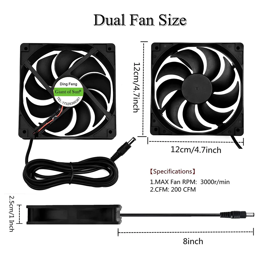 Portable 10W 12V Dual Exhaust Fan Outdoor Solar Panel Powered Ventilator Fan