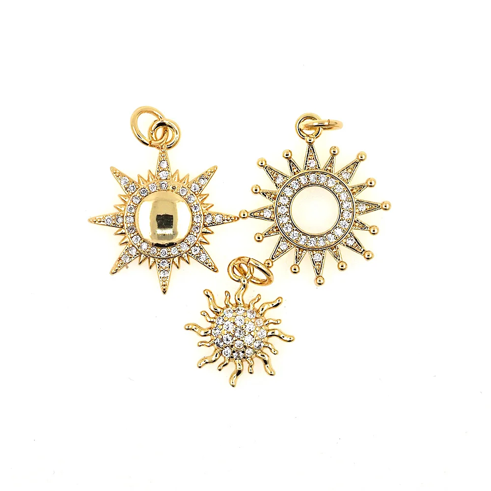 Fashion Sun Totem Charms Pendant CZ Zircon Gold Plated Necklace DIY Birthday Party Jewelry Findings Accessories Making For Women 4